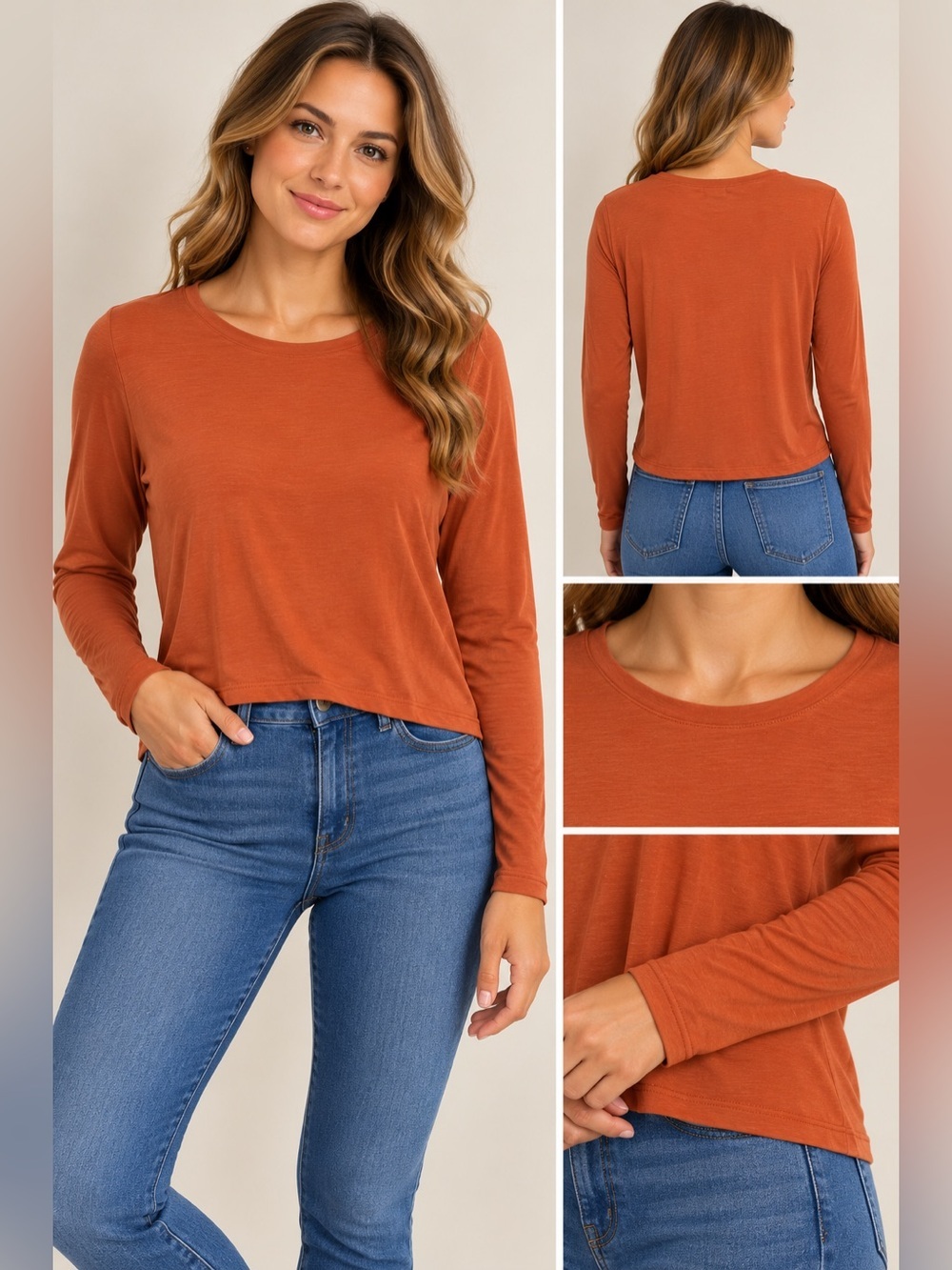 Bar III Rust Long Sleeve Top 0X